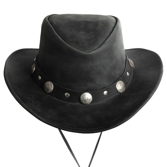 Real Leather Hats Western Style for Men and Women shapeable Brim vintage look. - Picture 3 of 9